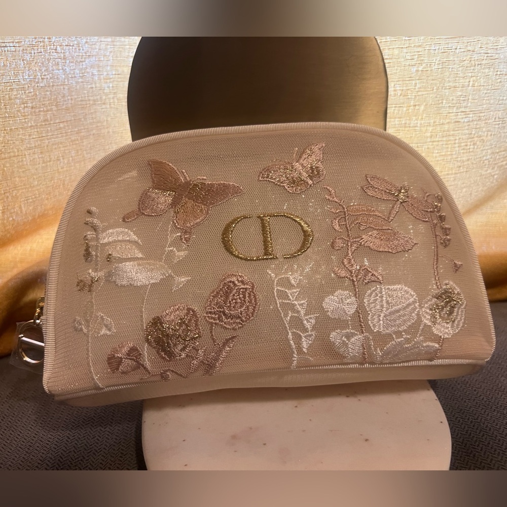 Dior Embroidered Mesh Makeup Bag